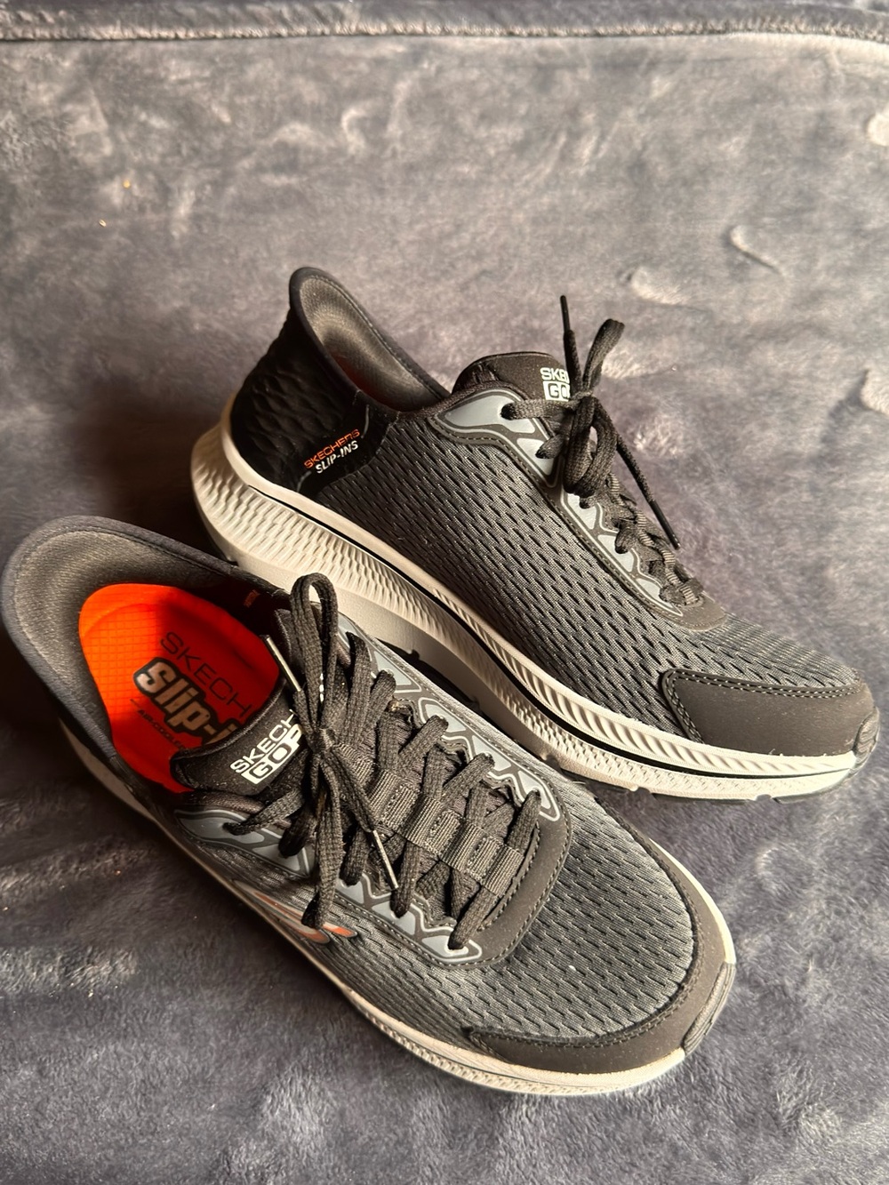 Skechers Men's Black Sneakers with Orange Insole Accent